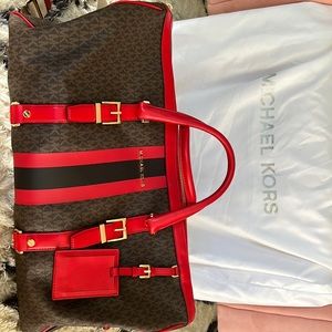 Michael Kors Extra-Large Logo Stripe Weekender Bag